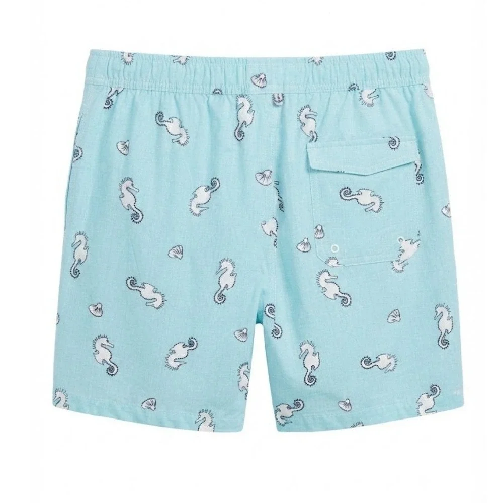 NEW Johnnie-O Boys 16 Light Blue Seahorse Shell Print Swim Trunks Board Shorts
